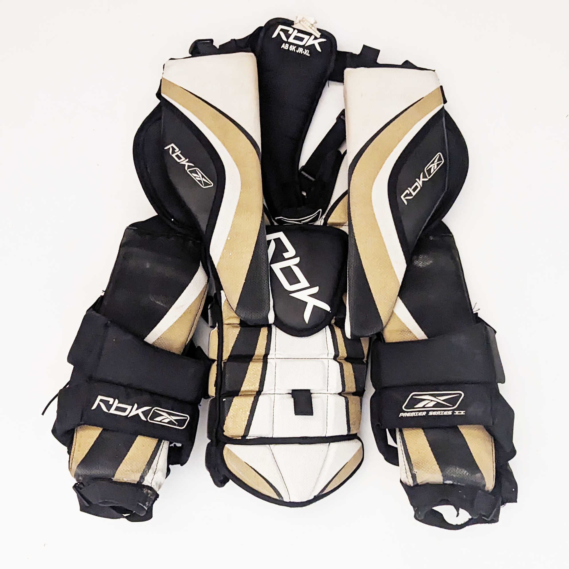 Reebok Premier Series II - Plastron de gardien junior d'occasion (blanc/noir/doré)
